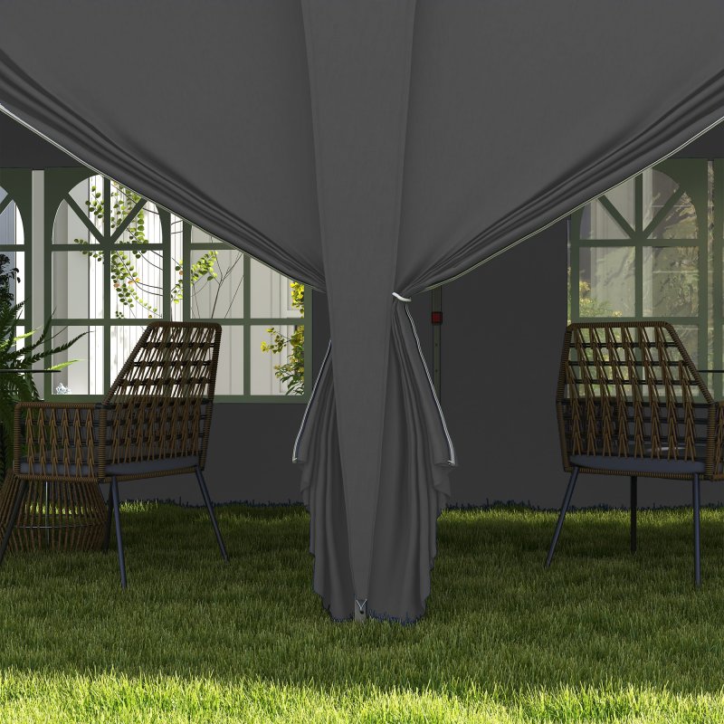 Outsunny 3 x 6 m Pop Up Gazebo with Sides and Windows, Height Adjustable Wedding Camping Party Tent Canopy Marquee with Storage Bag for Garden, Event, Grey