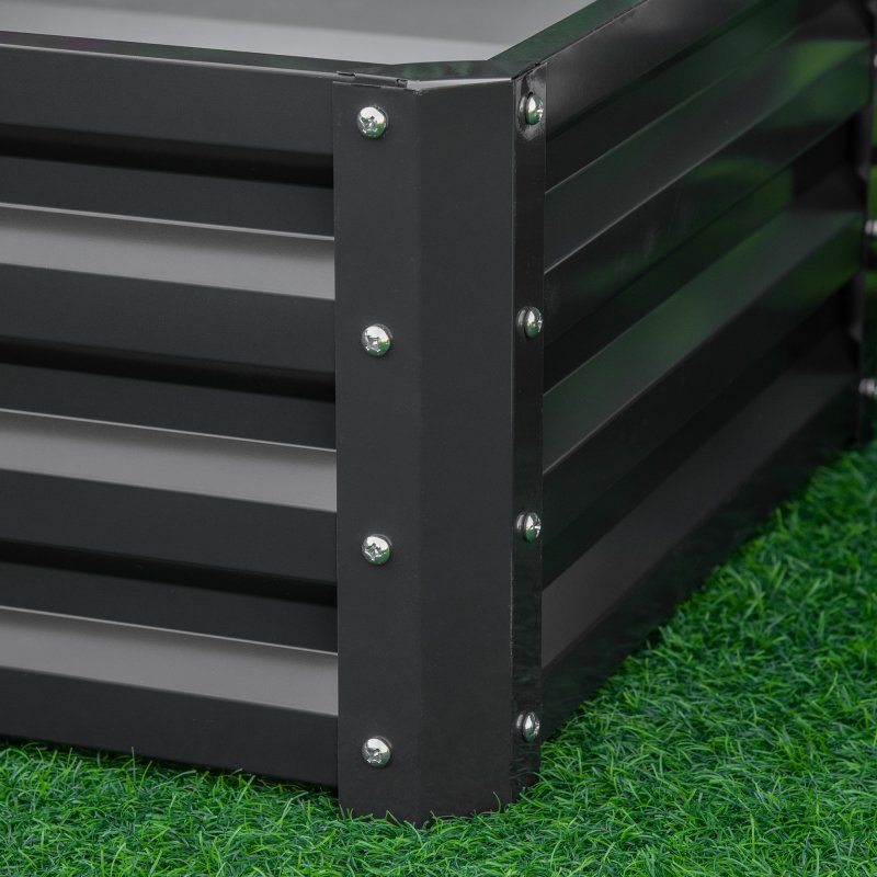 Outsunny Set of 2 Raised Garden Bed, Outdoor Planter Box with Galvanised Steel Frame for Growing Vegetables, Flowers and Herbs, 60 x 60 x 30.5 cm, Grey