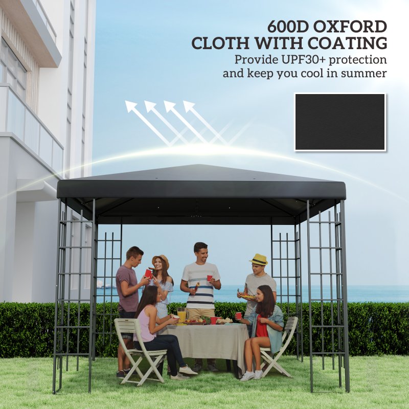 Outsunny 3 x 3(m) Gazebo Canopy Replacement Cover, Garden Gazebo Roof Replacement with Drain Holes, Water Resistant PVC Coating, 370g/ UPF30+, TOP COVER ONLY