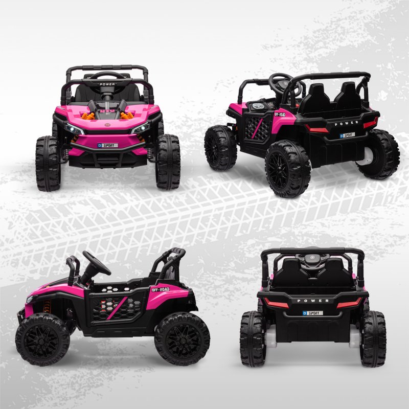 AIYAPLAY Kids Ride on Car, 12V Battery Powered Electric Truck with Remote Control, 4 Suspension Wheels, Horn, Lights, Music, USB, for Ages 3-5 Years, Pink