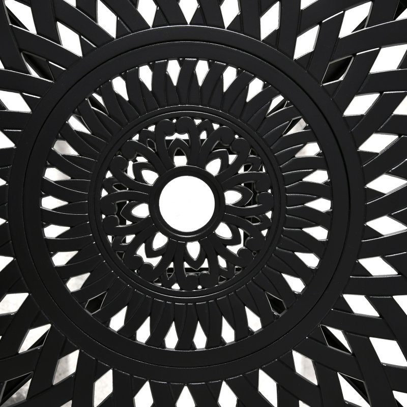 Outsunny 78 cm Round Garden Dining Table with Parasol Hole Antique Cast Aluminium Outdoor Table Only, Black