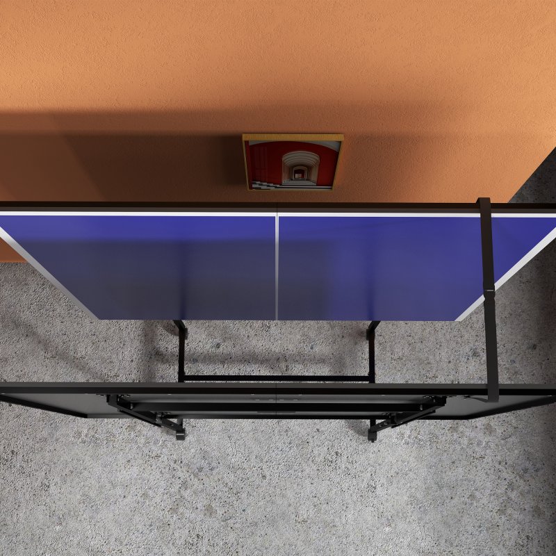 SPORTNOW 9FT Folding Table Tennis Table, Portable Full-Size Ping Pong Table with 4 Wheels, 2 Bats, 3 Balls, Quick Set-Up Indoor Game Table, Blue