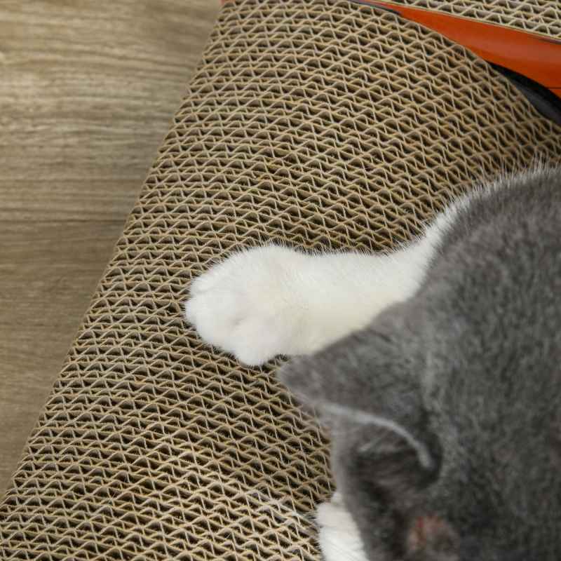 PawHut Cat Scratching Board, 2 in 1 Cat Scratcher Cardboard, Car-shaped Cat Scratch with Catnip, for Indoor Use, 50 x 30 x 12.5cm, Red