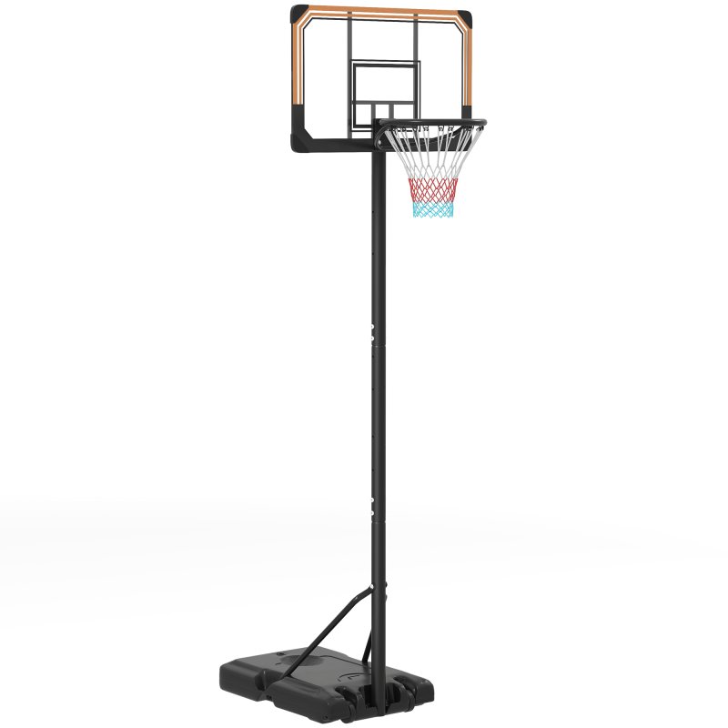 SPORTNOW Height Adjustable Basketball Hoop and Stand, Freestanding Basketball Stand, Net, System with Wheels, Enlarged Base, P Backboard for teenager, 1.82-2.13(m) - Black