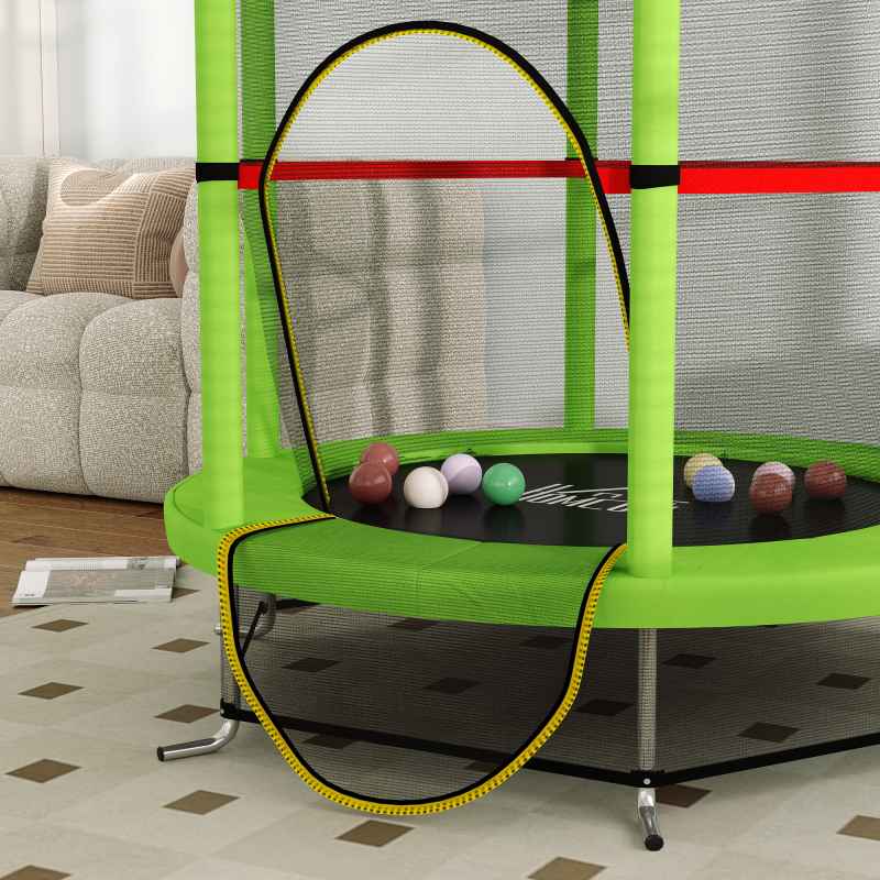 HOMCOM 4.6FT Kids Trampoline for Toddlers Outdoor Indoor w/ Enclosure Net, Steel Frame, for Ages 3-6 Years