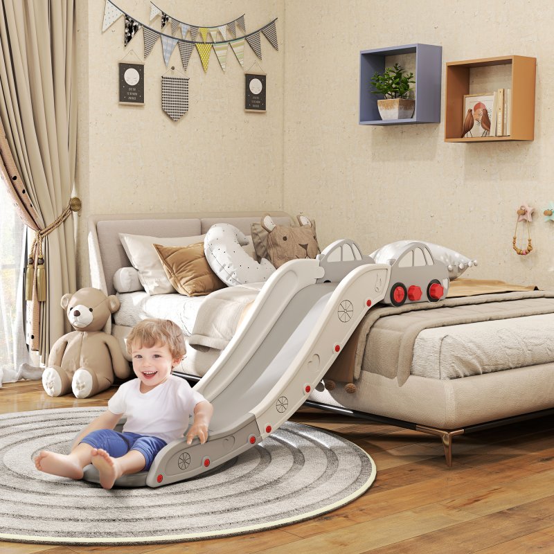 AIYAPLAY Kids Slide, Indoor Toddler Sofa Slide with Extended Length for Bed, Stairs, Easy to Assemble and Store, Grey