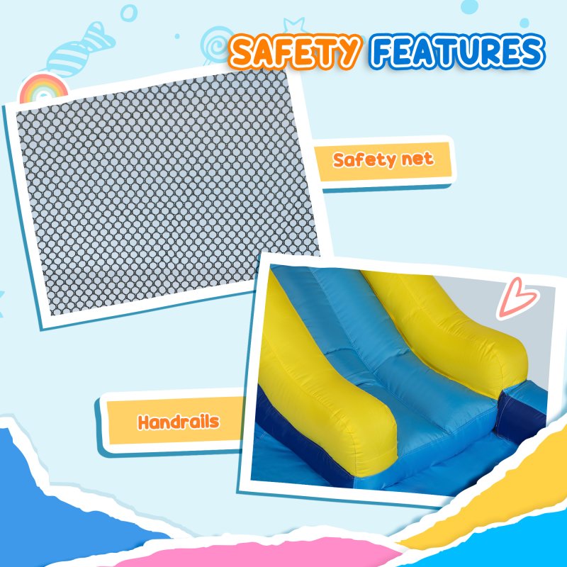 AIYAPLAY Bouncy Castle for Children with Water Slide, Splashing Pool, Water Gun, Jumping Area, 5 in 1 Inflatable Bounce House with 550W High Power Blower, for Outdoor Indoor, 360 x 250 x 195 cm