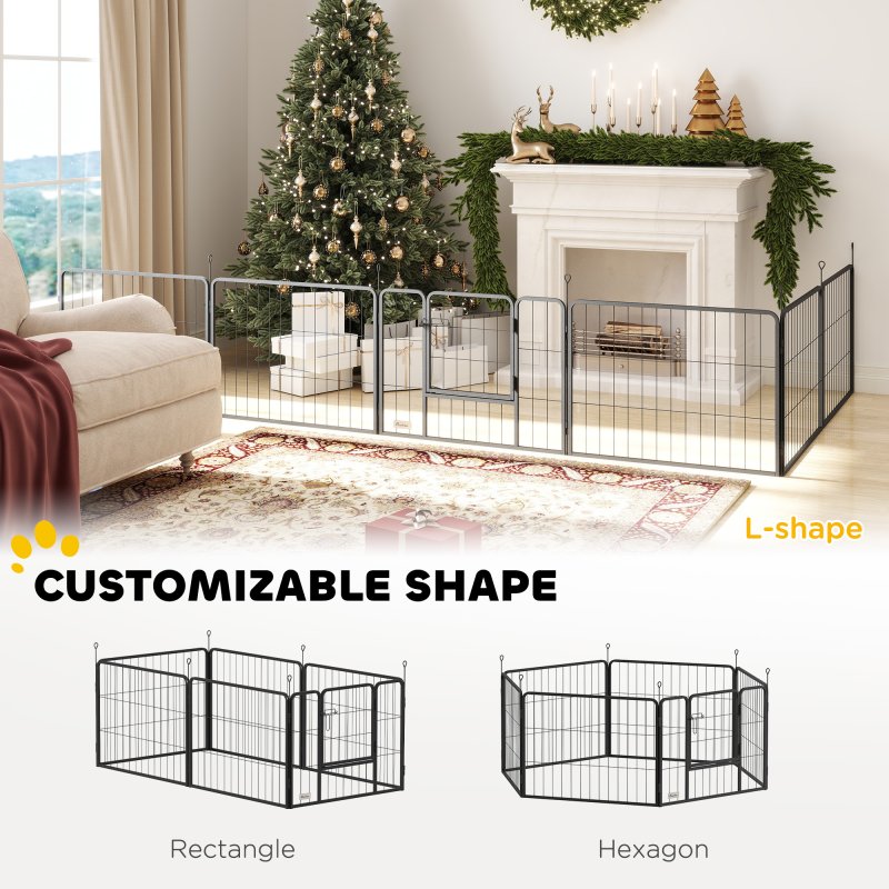 PawHut Dog Pen 6 Panels Puppy Pen Heavy Duty Pet Playpen for Indoor Outdoor for Dogs, Rabbits, Ducks 60cm High
