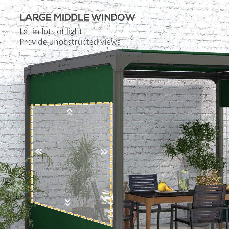 Outsunny 2 Pack Pergola Gazebo Side Panels with Large Window, for 3(m) Long Garden Pergola, 3x2m Gazebo Side Curtains Replacement, Green
