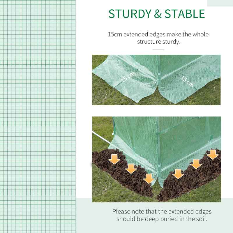 Outsunny 6 x 3 x 2 m Polytunnel Greenhouse with Roll-up Door and 12 Mesh Windows, Walk-in Garden Tunnel Warm House Tent with UV-resistant PE Cover and Galvanised Steel Frame, Green