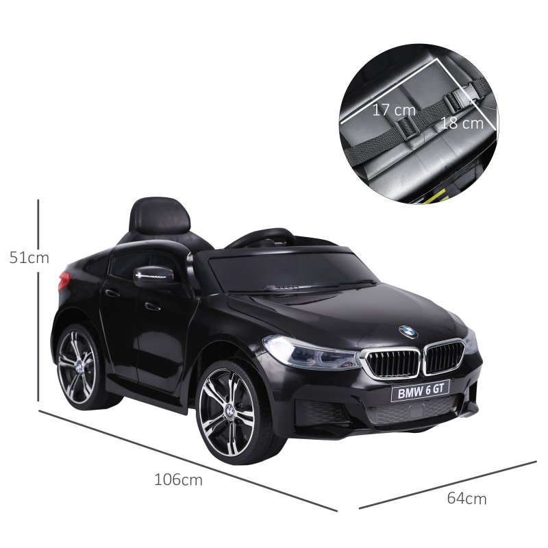 HOMCOM BMW 6GT Licensed Electric Car for Kids, 6V Battery Powered Kids' Electric Ride-on with Remote Control, LED Headlights, Music, for 3-6 Years Old