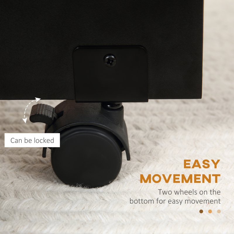 HOMCOM Folding Dining Table, Drop Leaf Table with 2-Tier Shelves, Rolling Casters, for Small Spaces, Kitchen, Black