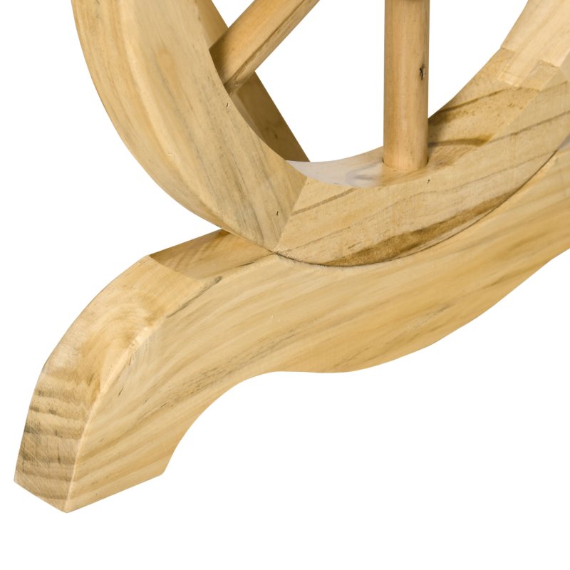 Outsunny Garden Rustic Wooden Bench Wheel-Shaped Legs Slatted Seat Stable Reinforced Structure Outdoor Patio Garden 2-Person Bench Seat - Natural Wood Effect