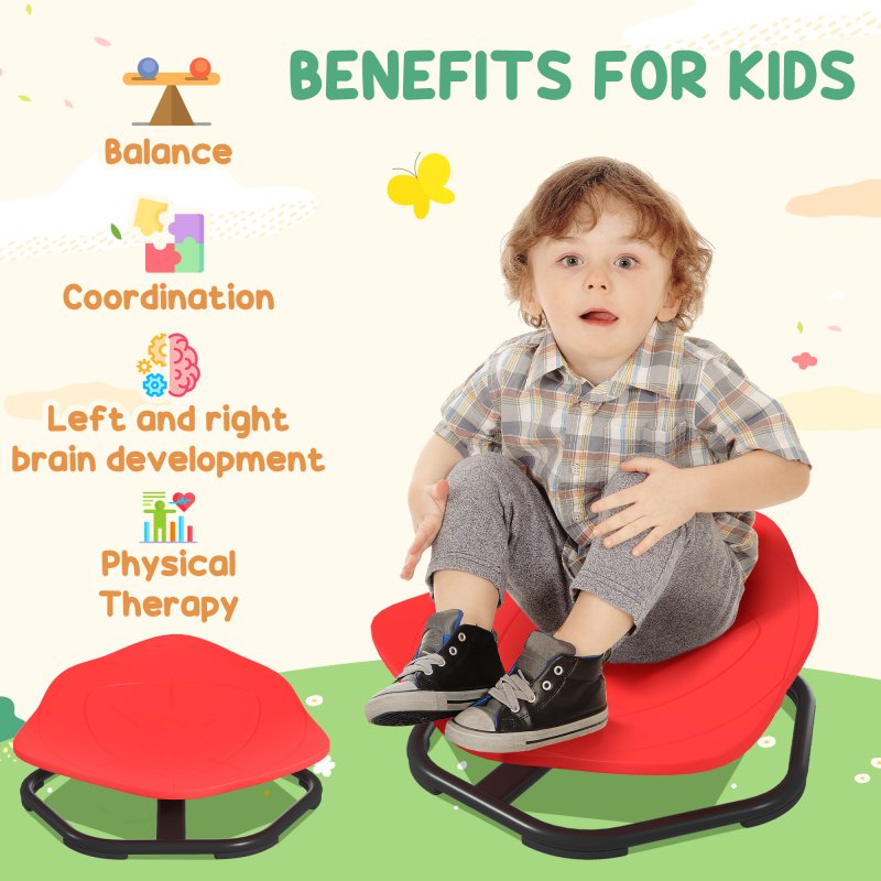 AIYAPLAY Sensory Spinning Chair, Kids Swivel Chair for Coordination, Balance, Red