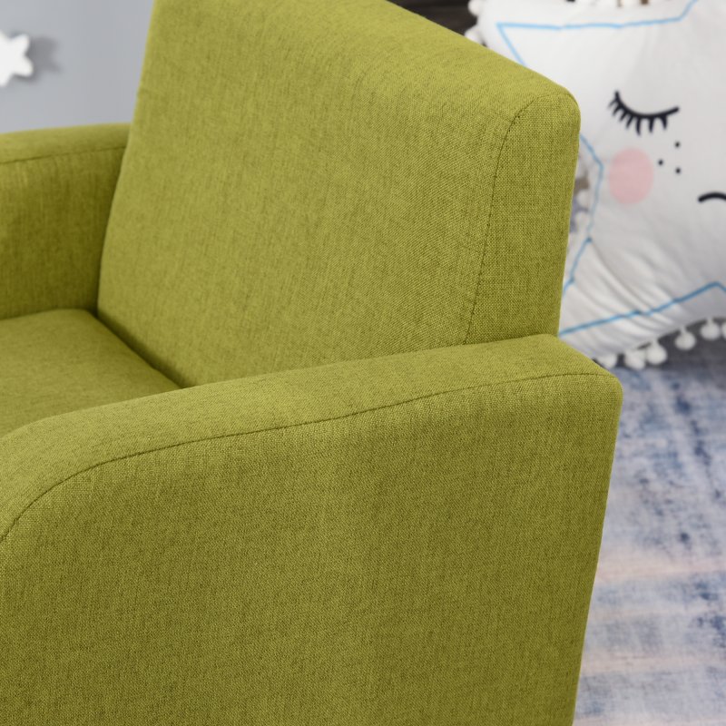 HOMCOM Children's Armchairs Toddler Chair Wood Frame Anti-Slip Legs High Back Bedroom Playroom Furniture Green