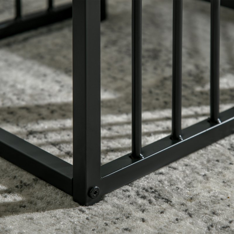 HOMCOM Modern Coffee Table Set of Two, Marble-Effect Nesting Side Tables with Steel Frame for Living Room