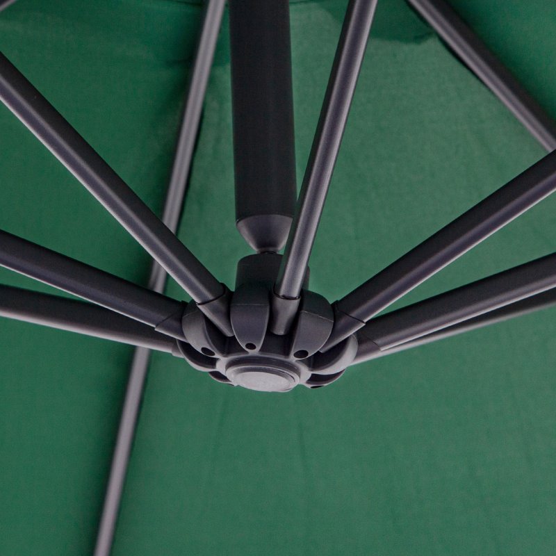 Outsunny 3(m) Garden Banana Parasol Hanging Cantilever Umbrella with Crank Handle and Cross Base for Outdoor, Sun Shade, Green