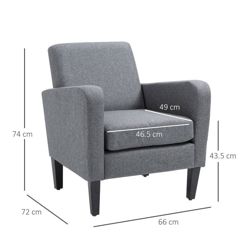 HOMCOM Modern Wingback Living Room Chair, Upholstered PU Leather Accent Armchair,  Single Sofa Chair with Lounge Seat and Wood Legs for Bedroom/Office/Reading Spaces