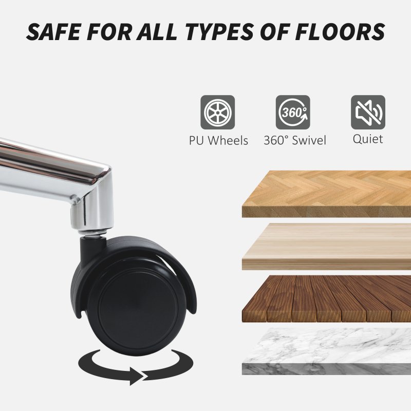 HOMCOM Home Office Chair, Upholstered Sherpa Fleece Desk Chair with Height Adjustable, Tilt Function and 360° Swivel Wheels for Home Office and Study Room, Grey