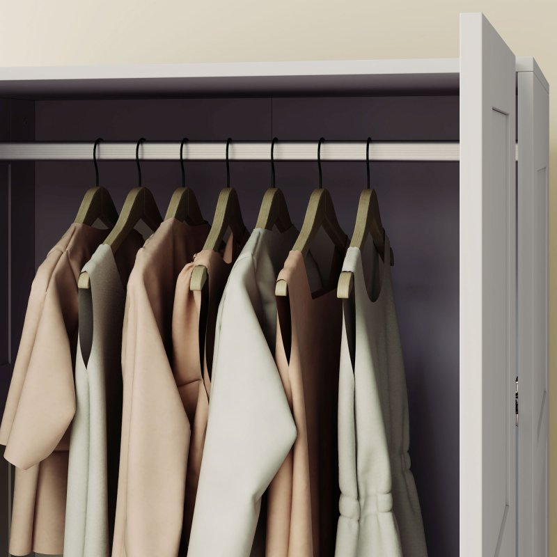 HOMCOM 2 Door Wardrobe for Bedroom, Double Wardrobe with Shelves and Hanging Rail, Modern Bedroom Furniture, Grey