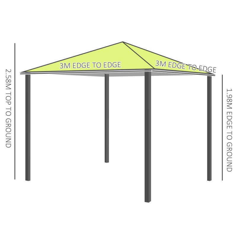 Outsunny 3 x 3(m) Garden Gazebo, Outdoor Gazebo Canopy Shelter with Curtains and Steel Frame for Lawn, Yard and Deck, Green