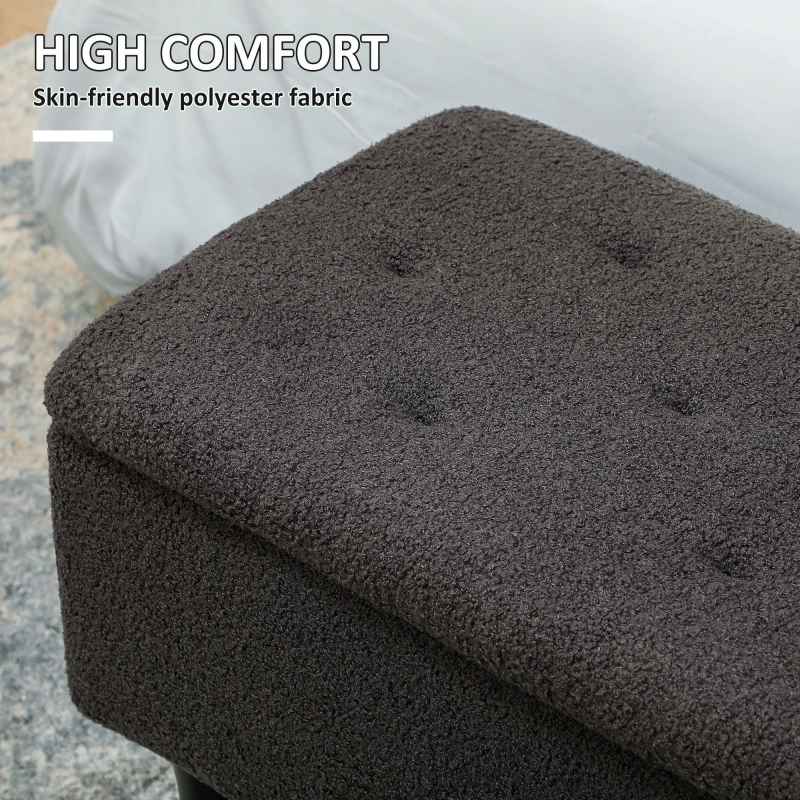HOMCOM 47L Storage Ottoman, End of Bed Bench with Wooden Legs, Fabric Footstool for Living Room, Bedroom, 95 x 38 x 45cm