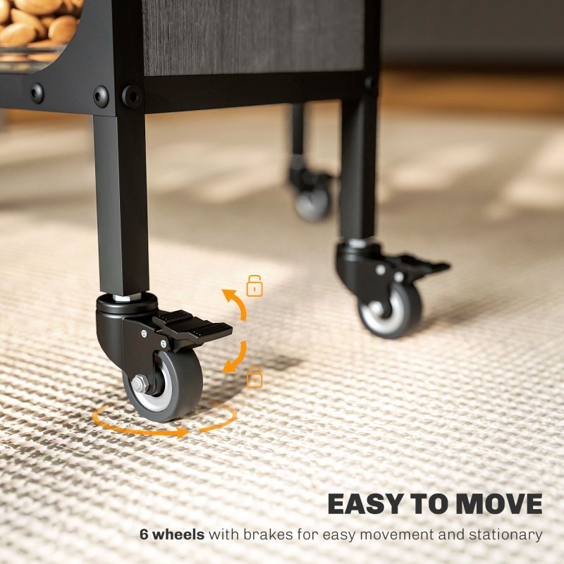 HOMCOM Mobile Drop Leaf Table, Folding Dining Table with 6 Wheels & Storage Shelf for Small Spaces, Kitchen, Dining Room