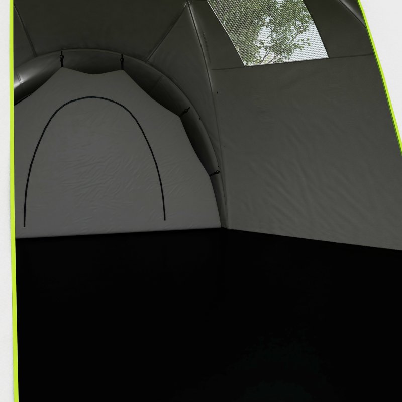Outsunny 6-9 Man Large Tunnel Tent with 3 Bedroom, Living Area and Porch, 2000mm Waterproof Camping Tent, Portable with Bag, for Fishing Hiking Festival, Green
