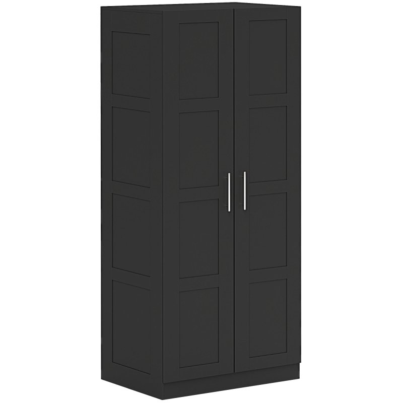 HOMCOM 2 Door Wardrobe for Bedroom, Double Wardrobe with Shelves and Hanging Rail, Modern Bedroom Furniture, Black
