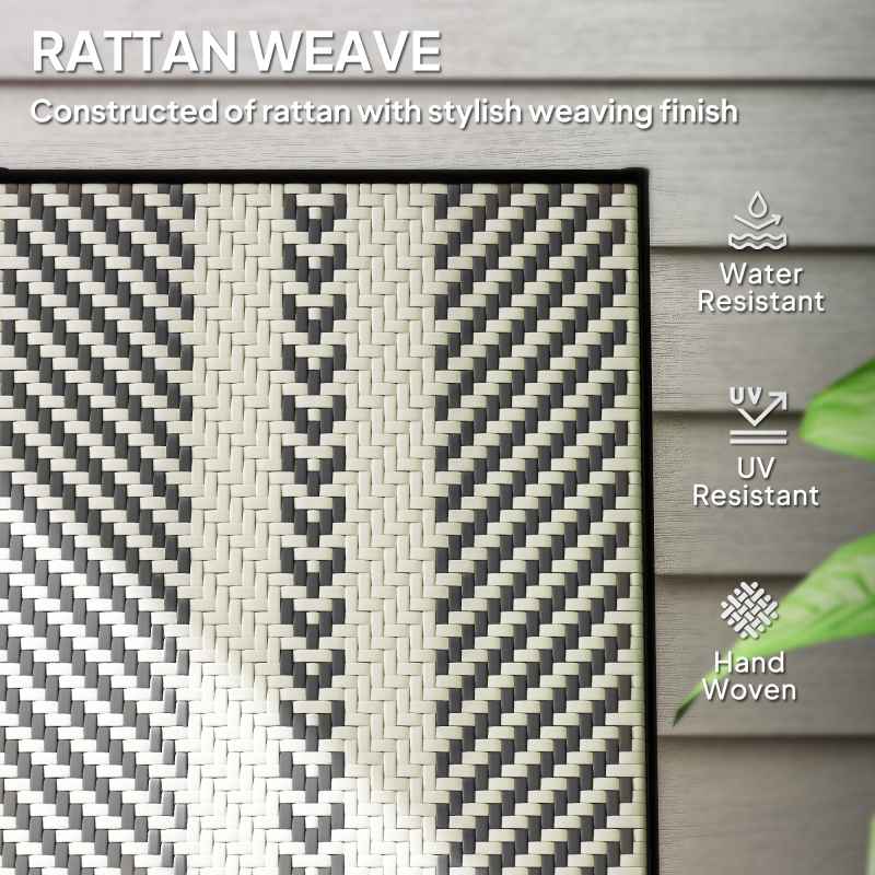 Outsunny Rattan Folding Chair Outdoor, 5-Position Adjustable Wicker Garden Dining Chair with High Backrest, Wide Armrest, for Patio, Terrace, Balcony, Black