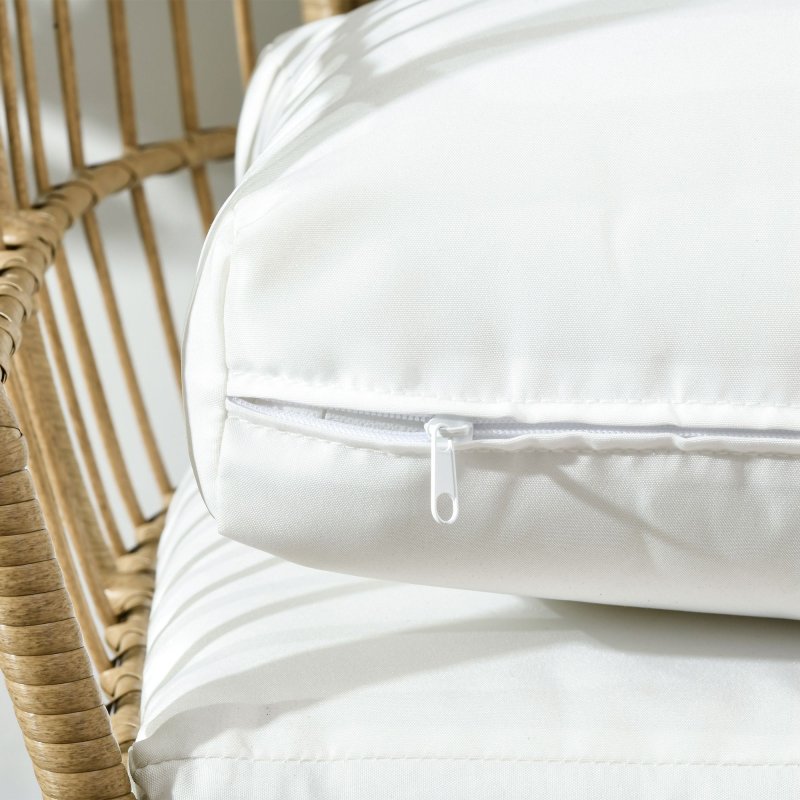 Outsunny Oversized Garden Egg Chair, Outdoor Wicker PE Rattan Chair with Thickened Padded Cushions and Pillows for Balcony, Porch, Khaki