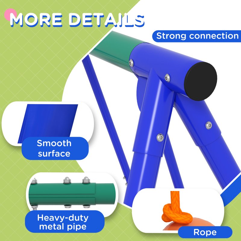 Outsunny Kid Swing Set, 3 in 1 Garden Metal Set for Outdoor with Single Swing, Glider, Rocking Chair Swing, for Toddlers 3+Years, Orange