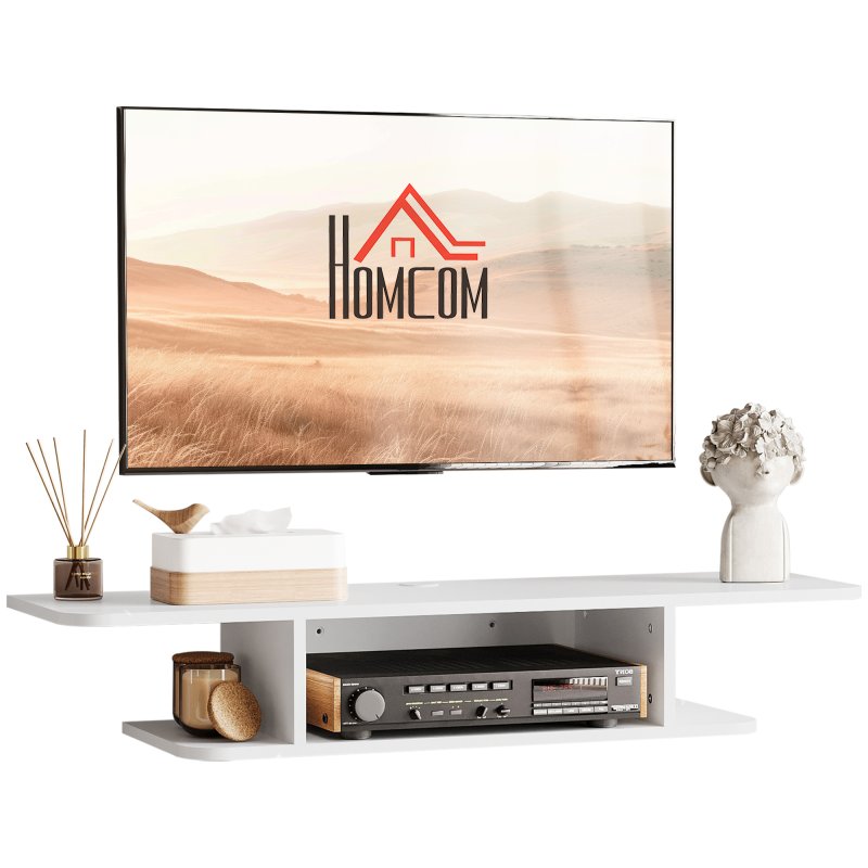 HOMCOM Floating TV Unit Stand for TVs up to 40", Wall Mounted Media Console with Storage Shelf, Entertainment Center