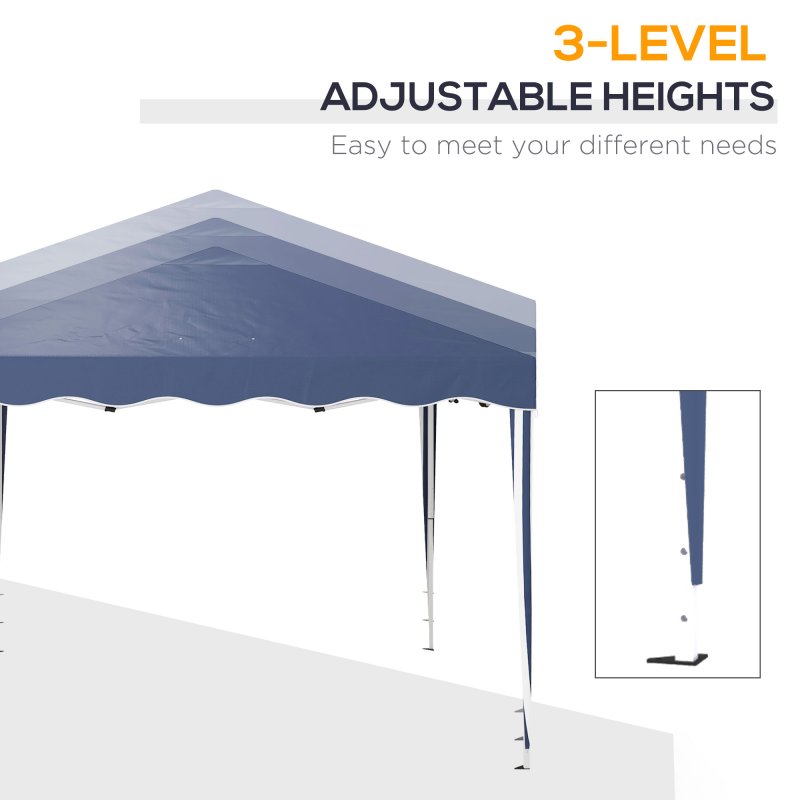 Outsunny 3x3(m) Pop Up Gazebo, Foldable Party Tent with Wave Edge and Carry Bag, Height Adjustable Festival Camping Canopy for Garden Outdoor, Blue