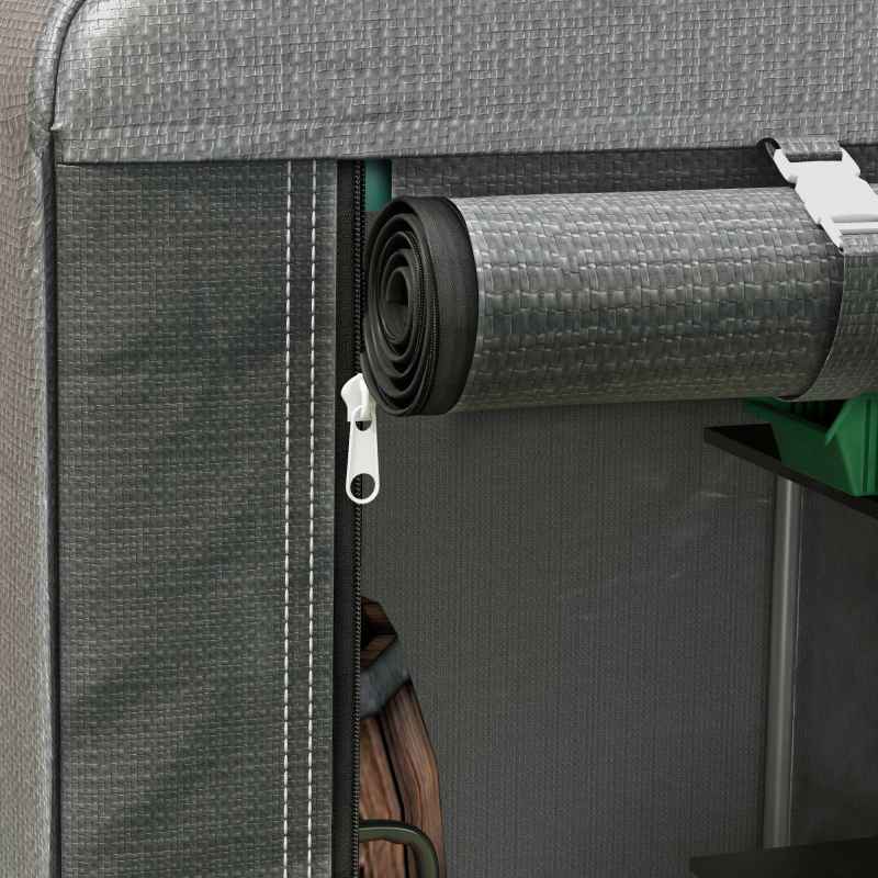 Outsunny 1.2 x 1.8m Garden Storage Shed Tent, Portable Shed Shelter with Galvanised Steel Frame and Large Door, for Motorbike, Garden Tools, Bike Storage