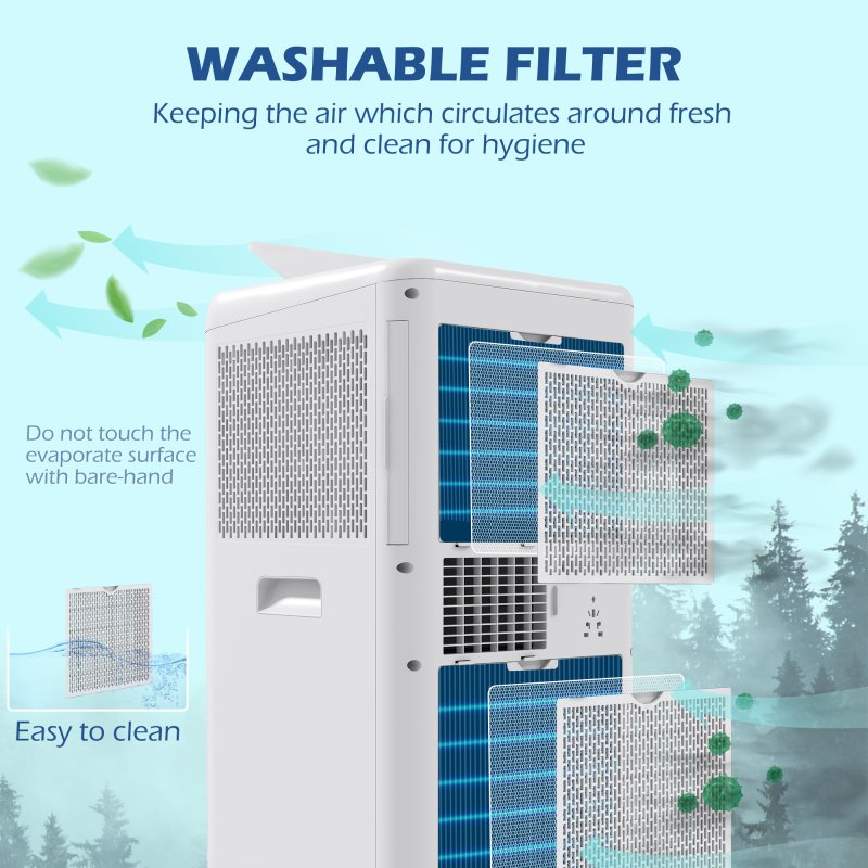 HOMCOM 12000 BTU Portable Air Conditioner, 5 in 1 Air Conditioning Unit, Dehumidifier with Remote, LED Display, 2 Speeds, 24H Timer, Child Lock, Window Venting Kit, 35m², A Energy Efficiency