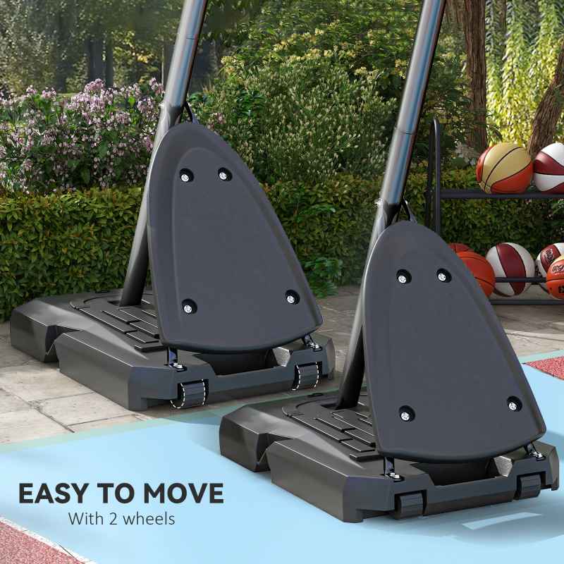 SPORTNOW Basketball Hoop Outdoor, Height Adjustable Basketball Hoop and Stand with Weighted Base, Portable on Wheels, 2.4-2.9m, Red