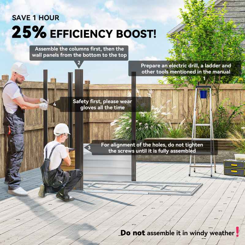 Outsunny 7 x 4ft Garden Shed, Easy to Assemble, Upgraded Galvanised Steel Frame with Foundation Kit, Double Doors with Lock, Outdoor Metal Shed with Vents and Gloves, Garden Storage Shed, Natural