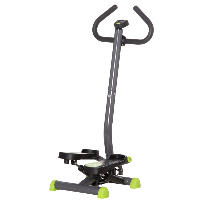 HOMCOM Twister Stepper, Step Machine, Aerobic Exercise Workout Machine w/ Adjustable Resistance, LCD Screen and Handlebars - Grey