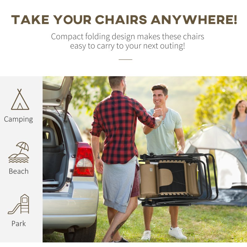 Outsunny Zero Gravity Lounger Chair, Folding Reclining Patio Chair with Padded Seat, Cup Holder, Soft Cushion and Headrest for Poolside, Camping, Coffee