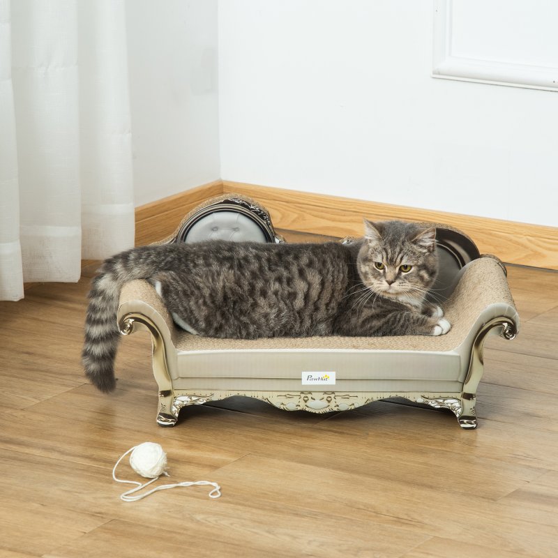 PawHut Cat Scratching Board, Cat Scratching Pad for Indoor Cats, Cat Scratcher with Catnip, 60 x 29.5 x 29cm - Brown