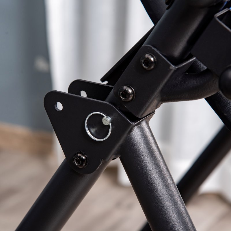 HOMCOM Foldable Gravity Inversion Table, Back Therapy Fitness Bench w/ Soft Ankle Cushions, for Home, Office, Gym - Black