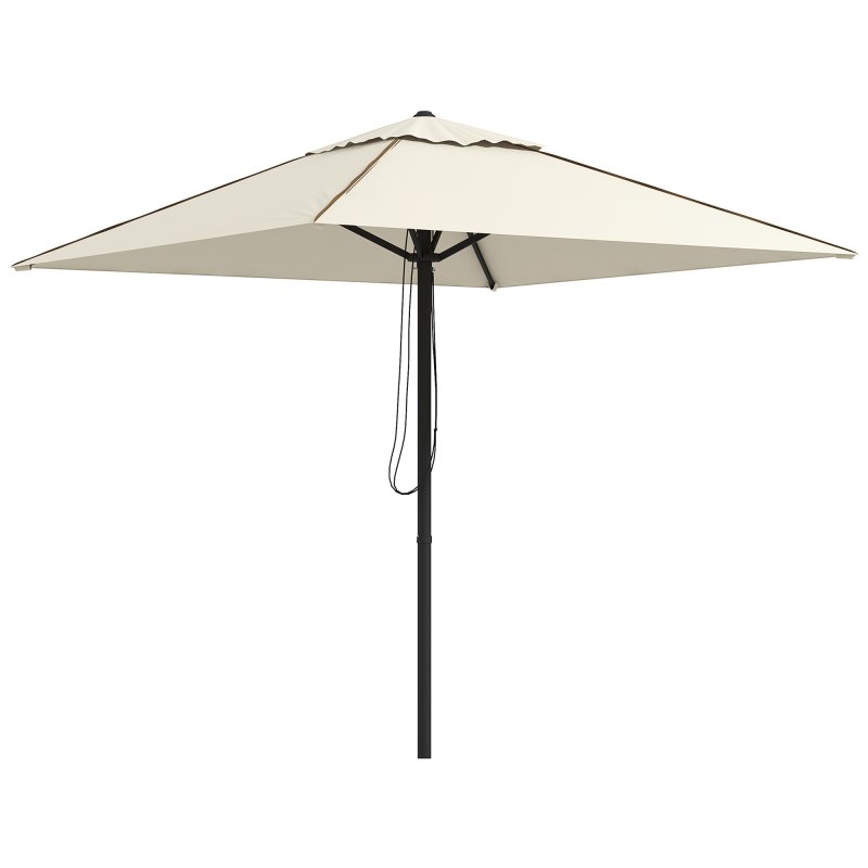 Outsunny 2M Garden Parasol Umbrella with Vent, Sun Shade Canopy with 4 Ribs, Piping Side, Umbrella for Garden Table, Balcony and Outdoor, Beige