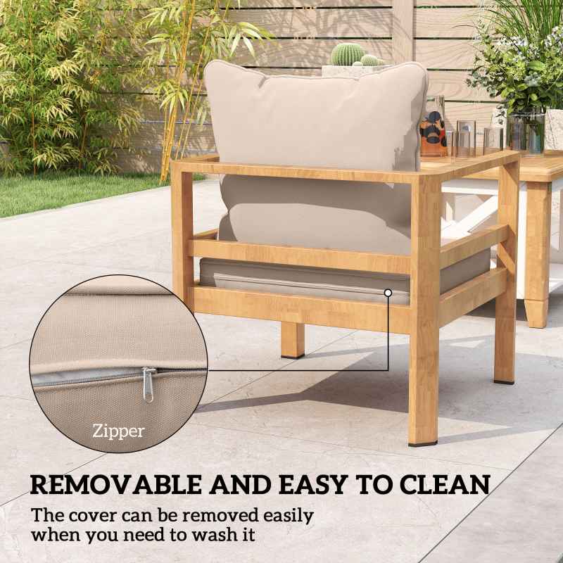 Outsunny Garden Chair Cushion Set with 1 Seat Cushion and 1 Back Pad for Dining Chair, Bench, Swing, Sofa, Water Repellent Outdoor Seat Pads for Indoor Outdoor Use, Beige