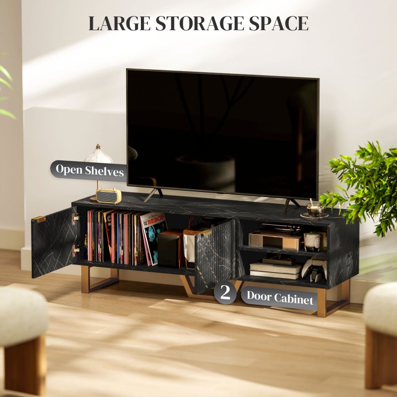 HOMCOM Marble Effect TV Unit, TV Stand Cabinet for up to 70