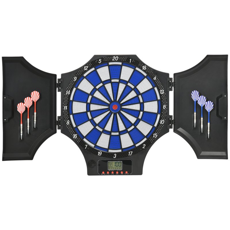 SPORTNOW Electronic Dartboard Set with 31 Games, 285 Programs, Cabinet, 6 Soft Tip Darts, 6 Spare Tips, LCD Scoring Indicator for Party, Game Night, Gift