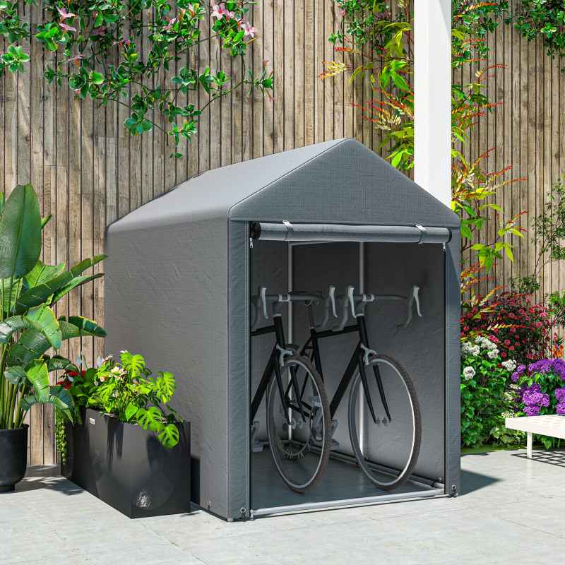 Outsunny 1.2 x 1.8m Garden Storage Shed Tent, Portable Shed Shelter with Galvanised Steel Frame and Large Door, for Motorbike, Garden Tools, Bike Storage
