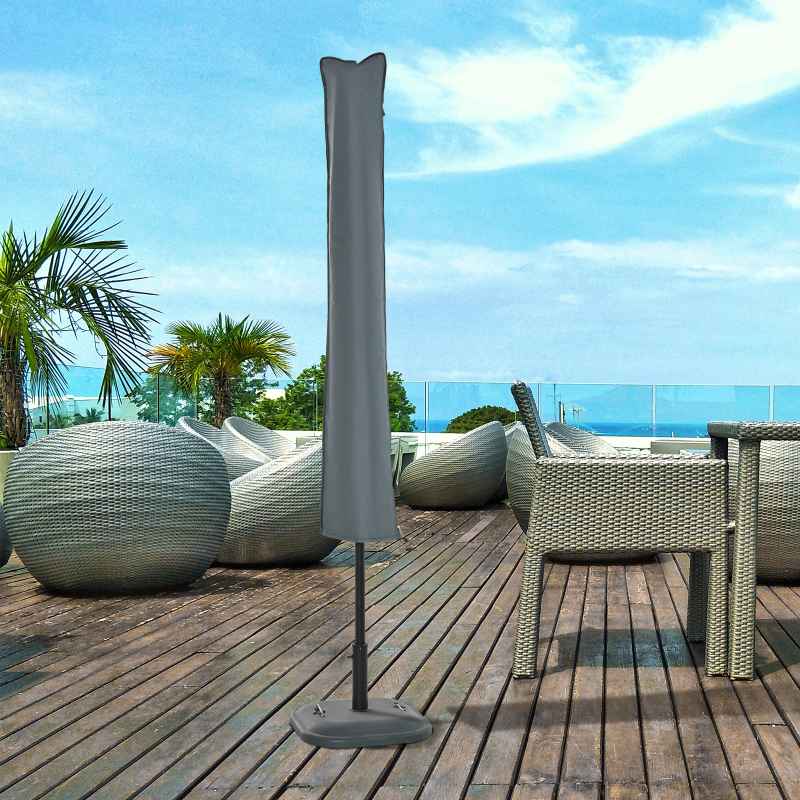 Outsunny Parasol Cover, Cantilever Umbrella Cover for 2-3.5 m Parasols, 420D Oxford Fabric Banana Umbrella Protector with Zipper for Outdoor Garden, Patio, Grey