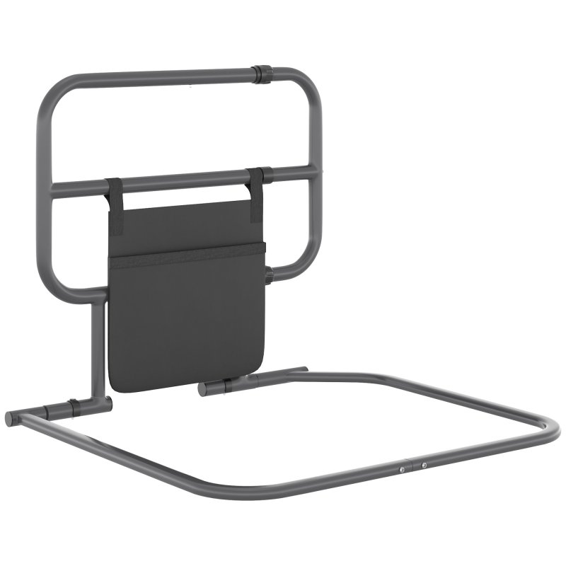 HOMCOM Large Safety Bed Rail for Elderly Adults, Heavy Duty Folding Bed Assist Rail with Storage Pocket for Disabled, Pregnant, Black