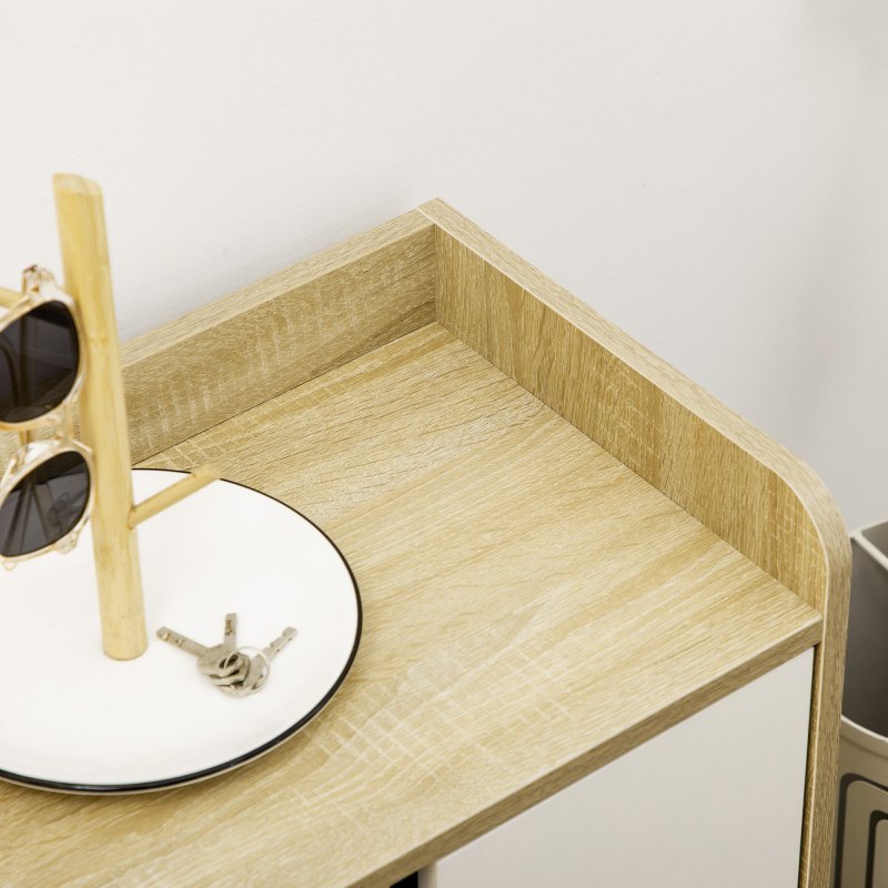 HOMCOM Shoe Cabinet with 4-tier Double Door Cupboard and 5-tier Open Shelves, 13 Pair Shoe Storage Organizer with Removable Shelves for Entryway, Hallway, Natural and White